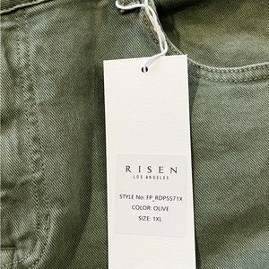 Risen NWT High Rise Tummy Control Olive Wide Leg Jeans
